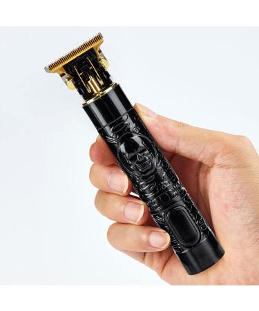 Vintage T9 Cordless | Zero Gapped Detail Beard Shaver with Skull Pattern Cordless T-Blade Hair Trimmer for Mustaches Nose Hair and Detailing and Grooming Riastvy Black - Buy Online on GoSupps.com