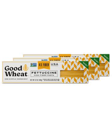 GoodWheat Pasta | 4x the Fiber | 9g Protein | Fettuccine - 12 oz Pack of 3 | USA Farm Grown, Non-GMO Verified 12 Ounce (Pack of 3)