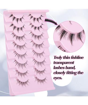 Manga Lashes - 8 Pairs of Super Wispy Thin Individual Fake Eyelashes for Natural Anime Korean Style Look - Buy Online on GoSupps.com