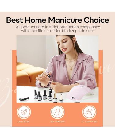 Modelones 32 PCS Gel Nail Polish Kit 28 Colors All Seasons Gel Polish with Base Coat Glossy & Glitter & Matte Top Coat and Nail Primer Black Brown Red Purple UV Gel Nail Gifts for Women DIY Salon Home Black Nude - Buy Online on GoSupps.com