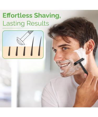 Double Edge Safety Razor | Eco-Friendly Metal Shaver with 10 Platinum Blades | Reusable Travel Friendly | Perfect for Men & Women (Black - Buy Online on GoSupps.com