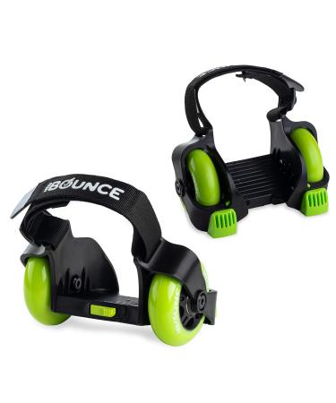 New-Bounce Heel Wheel Skates - Jet Wheelies for Shoes - Adjustable Roller Heel Skates for Kids - One Size Fits Most Green