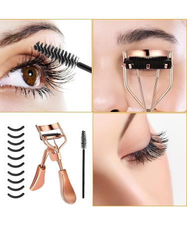 WLLHYF Eyelash Curler Kit - Professional Metal Lash Curler with Built-in Comb and 10 Refill Pads for Dramatically Curled Eyelashes - Rose Gold - Buy Online on GoSupps.com