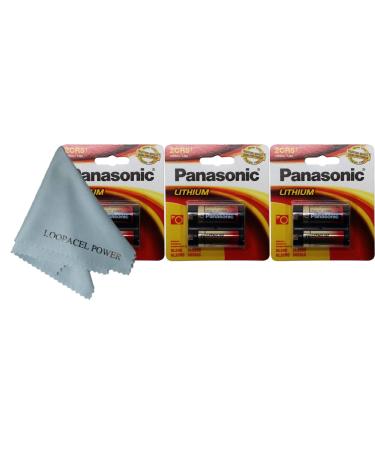 Panasonic 2CR5 6-Volt Photo Lithium Cylinder Batteries 2CR5M 3 Pack, with Cloth