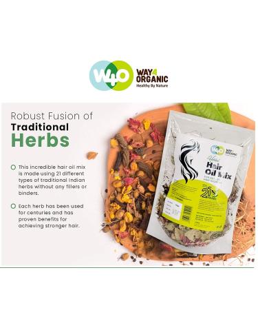 Herbal Hair Oil 21 Herbs: Thickens, Lengthens, Repairs, Prevents Hairfall - 150g - Buy Online on GoSupps.com