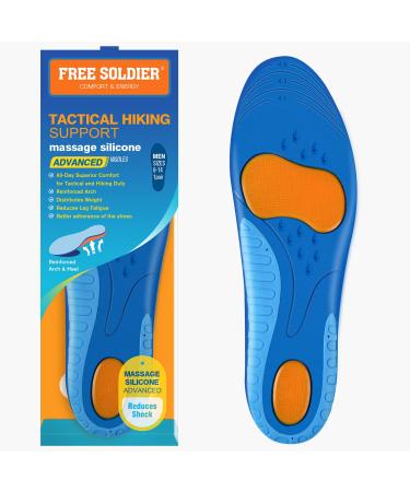 FREE SOLDIER Arch Support Insoles for Men Shock Absorption Plantar Fasciitis Pain Relief Orthotics Inserts for Flat Feet Massaging Gel Comfort Shoe Insoles for Work Boot  Trim to Fit