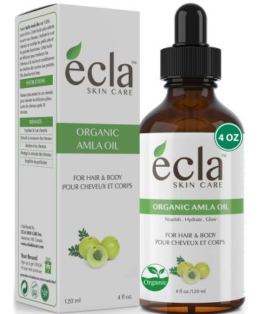 Amla Oil Organic for Hair Growth 4 oz (120 ml) 100% Pure Natural Scalp & Hair Oil - Cold Pressed & Unrefined Amla Fruit Oil for Hair  Body & Face - Natural Care for Beautiful Hair