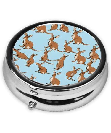 Funny Kangaroo Zoo Round Pill Box - 3 Compartment Portable Travel Medicine Organizer | Mini Decorative Pocket Purse for Tablets & Vitamins - Buy Online on GoSupps.com