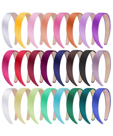 Siquk 24 pieces of hair tires women Satin forehead ligaments for women 24 colors silver gold pink salmon coral orange purple purple rose red red chestnut brown carmine red marine brown black light brown khaki kelly Light green aqua green blue -green viole - Buy Online on GoSupps.com
