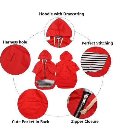 Minezi Hundred Coat - Red | Reflective Buttons & Zippers Wind & Rainproof Adjustable Cord Removable Hood | S Size (43-48cm) - Buy Online on GoSupps.com