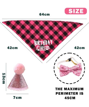 Dog Birthday Kit Dog Birthday Hat Bow Tie Band Pull Flag Scarf Number Stickers Cute Puppy Kitten Party Kit Reusable Suitable for Small Medium and Large Dog Pets(pink) - Buy Online on GoSupps.com