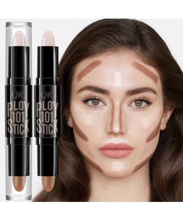 Highlight Contour Stick, 2 in 1 Makeup Shading Stick, Face Highlighters Sticks, Concealer Contour Highlighter Stick,Cruelty Free Makeup,double-end face concealer contouring sticks cream (01)