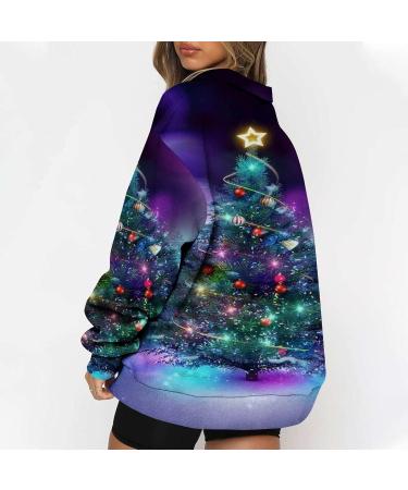 Yihaojia Christmas Sweatshirts for Women 1/4 Zip Pullover Sweatshirt Loose Casual Quarter-Zip Xmas Pullover for Women Blue#6 Small - Buy Online on GoSupps.com