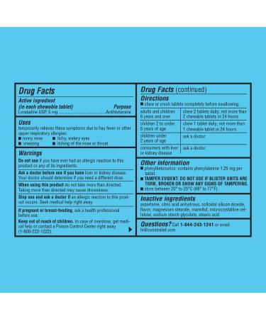 Curist Children's Allergy Medicine Chewable (Kids Loratadine 5mg) 60 Count Grape Flavor - 24 Hour Allergy Relief for Sneezing Runny Nose Itchy Eyes & Throat - Kids Allergy Medicine Chewable Tablets 60 Count (Pack of 1) - Buy Online on GoSupps.com