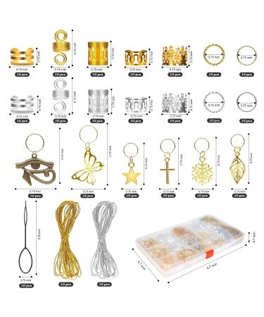 300 PCS Gold Metal Braids Rings Hair Jewelry Accessories for Women - Braids Cuffs Clips with Pendants for Hair Decor - Buy Online on GoSupps.com