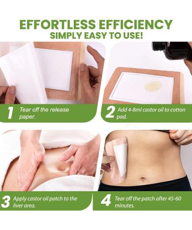 20 Pcs Castor Oil Pack Wrap - Self-Adhesive Organic Cotton | High Absorbent Flannel | 8.2x6.3in | No Wash | Perfect for Men & Women - Buy Online on GoSupps.com