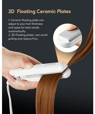 Wavytalk Mini Flat Iron 0.7 Inch Ceramic Hair Straightener - Small Flat Iron for Short Hair, Curls, Bangs, Travel-Friendly (White) - Buy Online on GoSupps.com