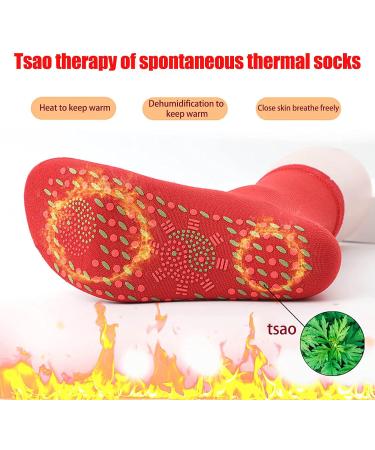 Tourmaline Self-Heating Magnetic Massage Socks - Unisex Winter Warmth for Skiing - Red - Buy Online on GoSupps.com