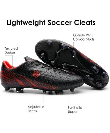 DREAM PAIRS Men's Firm Ground Soccer Cleats Shoes 9 Black/Red - High Performance Cleats for Precision and Style - Buy Online on GoSupps.com