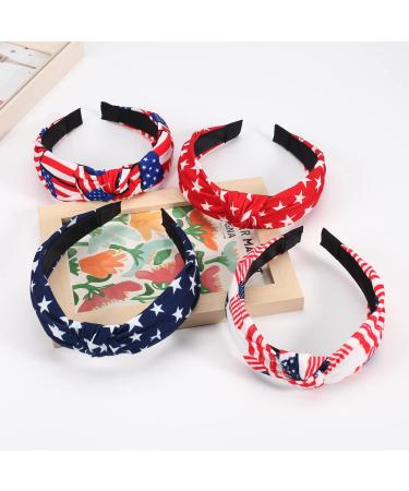 Budsmile American Flag Headbands - 4th of July Patriotic Bow Knotted Wide Headband Set - Buy Online on GoSupps.com