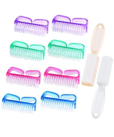 Handle Grip Nail Brush, Hand Fingernail Scrub Cleaning Brushes for Toes and Nails Cleaner, Pedicure Scrubbing tool kit for Men and Women 10 Pack (Multicolor)