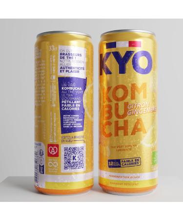 KYO Set of 8 Kombucha Organic Lemon Ginger Cans - Sparkling - Low Sugar - Alcohol Free and Artisan - Buy Online on GoSupps.com