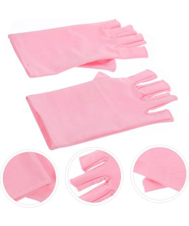 DRESSOOS 1 Pair Nail Gloves Manicure Gloves Anti UV Half Finger Gloves Protective Gloves Nail Art Salon Gloves UV Protection Gloves for Manicure Gel Fingerless Nail Supplies Pink Spandex - Buy Online on GoSupps.com