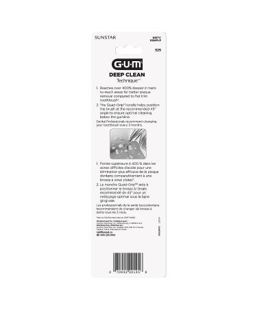 GUM 525E Deep Clean Toothbrush - Compact Head, Soft Bristles - 3 Count - Buy Online on GoSupps.com