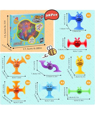 Sensory Silicone Suction Toys for Kids | 38 Pcs Building & Montessori Toy Set | Stress Relief & Travel Easter Gift | Ages 3-7 - Buy Online on GoSupps.com