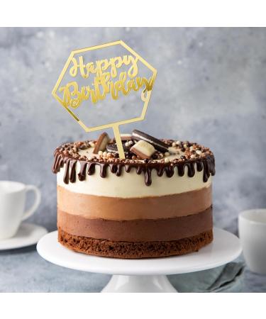 2pcs Happy Birthday Cake Topper Glitter Gold Acrylic Cake Decorations Supplies for Birthday Cake (6PCS Happy birthday) - Buy Online on GoSupps.com