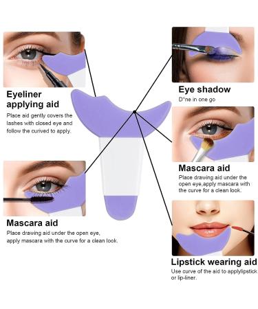 SUMEITANG Eye Makeup Stencils Set - Reusable Aid Tool for Mascara, Eyeshadow, and Eyeliner + Purple Makeup Applicator Guide Tool - Buy Online on GoSupps.com