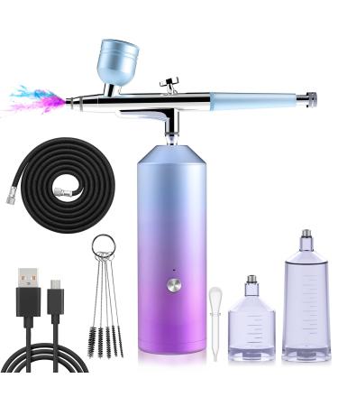 Yofuly Cordless Airbrush Kit, Nail Airbrush Machine with Braided Airbrush Hose, Portable Airbrush for Nail, Makeup, Tattoo, Cake Decorating, Rechargeable | Gradient Purple