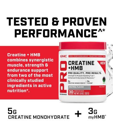 GNC Pro Performance Creatine Monohydrate + HMB Strength and Muscle Building Fuel with 5G of Creatine Monohydrate and 3g of MyHMB (30 Servings) - Buy Online on GoSupps.com
