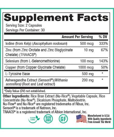 Thyroid Support by Peak Pure & Natural | Thyroid Supplement and Metabolism Booster to Support Weight Maintenance | Iodine Supplement Designed for Underactive Thyroid | 60 Capsules - Buy Online on GoSupps.com