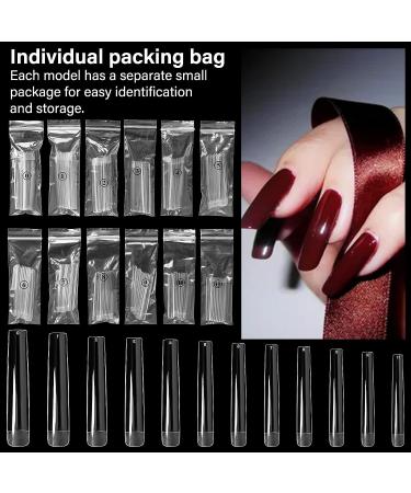 Ranrose 120PCS XXXL Clear Square Coffin Nail Tips - Extra Long Straight Acrylic False Press On Nails for Ballerina Style - Includes Storage Bag - Buy Online on GoSupps.com