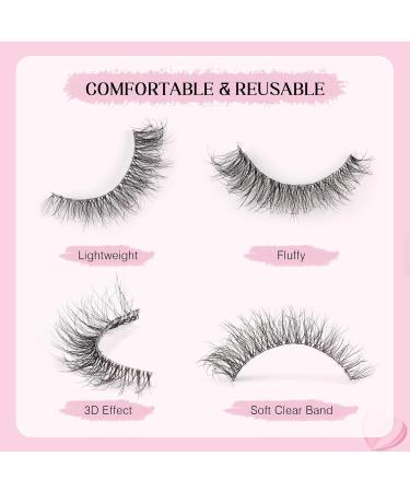 Glowing Win Cat Eye False Eyelashes - 7 Pairs of Naturally Fluffy Mink Lashes | Reusable Clear Band Fluffy Fake Lashes - Buy Online on GoSupps.com