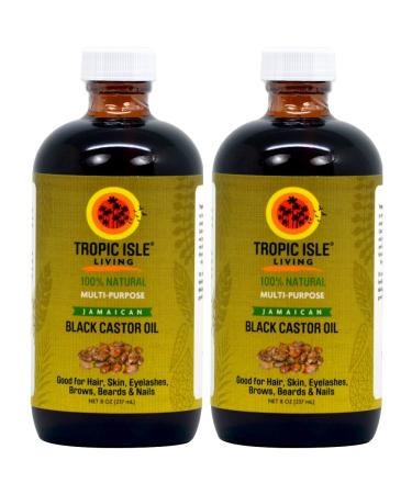 Tropic Isle Living- Jamaican Black Castor Oil-8oz Glass Bottle (2 Pack)