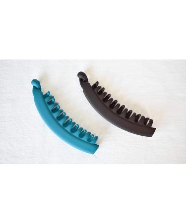 NUNUHOME Girls Beauty Accessory Banana Hair Clip - Dark Brown & Teal | Orange Navy Pastel Brown Teal - Buy Online on GoSupps.com