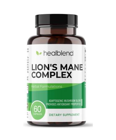 Mushroom Complex Extract with Lion's Mane Fruiting Body - 100% Natural and Effective Energy Pills - Brain Focus Supplement Stimulates Mood and Creativity - 60 Immune Support Capsules