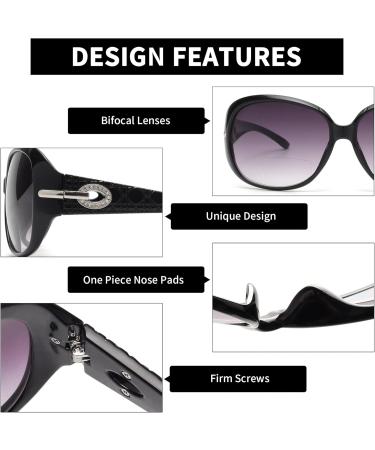 JM Classic Bifocal Reading Sunglasses for Women | Vintage UV Protection Reading Glasses | Outdoor Black 2.5x - Buy Online on GoSupps.com