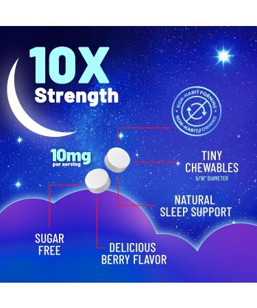 Melatonin Sleep Supplement 10mg - Maximum Strength 100% Drug Free Non-Habit Forming - Best Sleep Supplements for Adults Restful Sleep - Fast Dissolve Melatonin Berry Flavored - 120 Chewable Tablets 120 Count (Pack of 1) - Buy Online on GoSupps.com