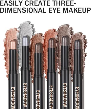  Riaisttd Pencil Eyeshadow Stick 6-Piece Cream Eye Shadow Set Waterproof Matte and Shimmer Brightener Smudge-Resistant Applicators for Travel Party Girls Women Giftable Cosmetic - Buy Online on GoSupps.com