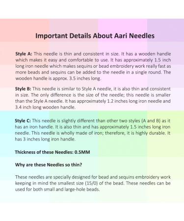 Embroidery Aari Needle Combo - Beads, Sequins, Metal Wires & Thread - 15 Pieces - 5 Styles - Hand Embroidery Tools - Buy Online on GoSupps.com