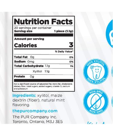 PUR Peppermint Sugar-Free Mints with Xylitol, Aspartame-Free, Gluten-Free, Vegan & Keto Friendly - 50 Pieces - Buy Online on GoSupps.com