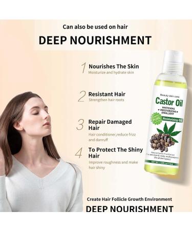 Organic Castor Oil for Hair Growth and Skin Moisturization | Cold Pressed, Natural Serum for Eyelashes, Eyebrows, and Beard - Buy Online on GoSupps.com