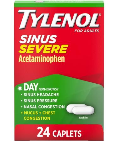 Tylenol Sinus Congest Pain Severe 24 Caplets - Fast Relief for Sinus Pain and Congestion - Buy Online on GoSupps.com