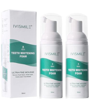 2 Pack Teeth Whitening Toothpaste Foam ,Deeply Cleans,Whitens Teeth & Fights Bad Breath,360ºCare for Oral Health, 50ml*2 (Mint, 2pcs) Mint 1.69 Fl Oz (Pack of 2)