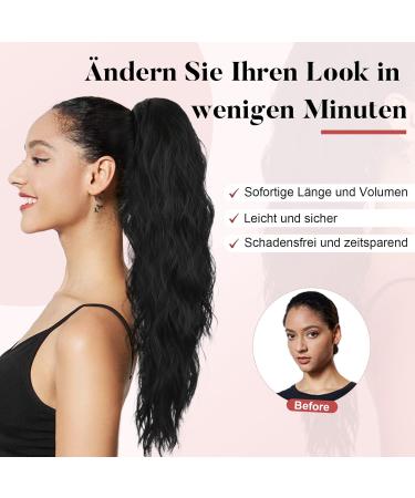 Brikabia 66cm Clip-In Ponytail Extension - Beach Wavy Natural Braid Hair for Women | Black & Brown - Buy Online on GoSupps.com
