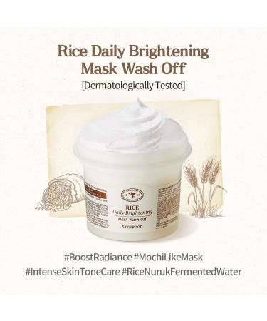 SKINFOOD Rice Daily Mask 210g - Exfoliating Scrub for Dark Skin | Facial Cleanser & Pore Exfoliator | Unisex Rice Mask for Soft Skin - Buy Online on GoSupps.com