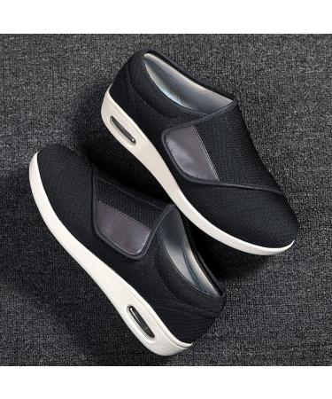 Extra Wide Diabetic Shoes: Adjustable Strap Mesh Sneakers for Men and Women - Black - Buy Online on GoSupps.com